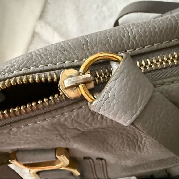 Chloe Marcie Medium Leather Satchel cashmere gray/gold